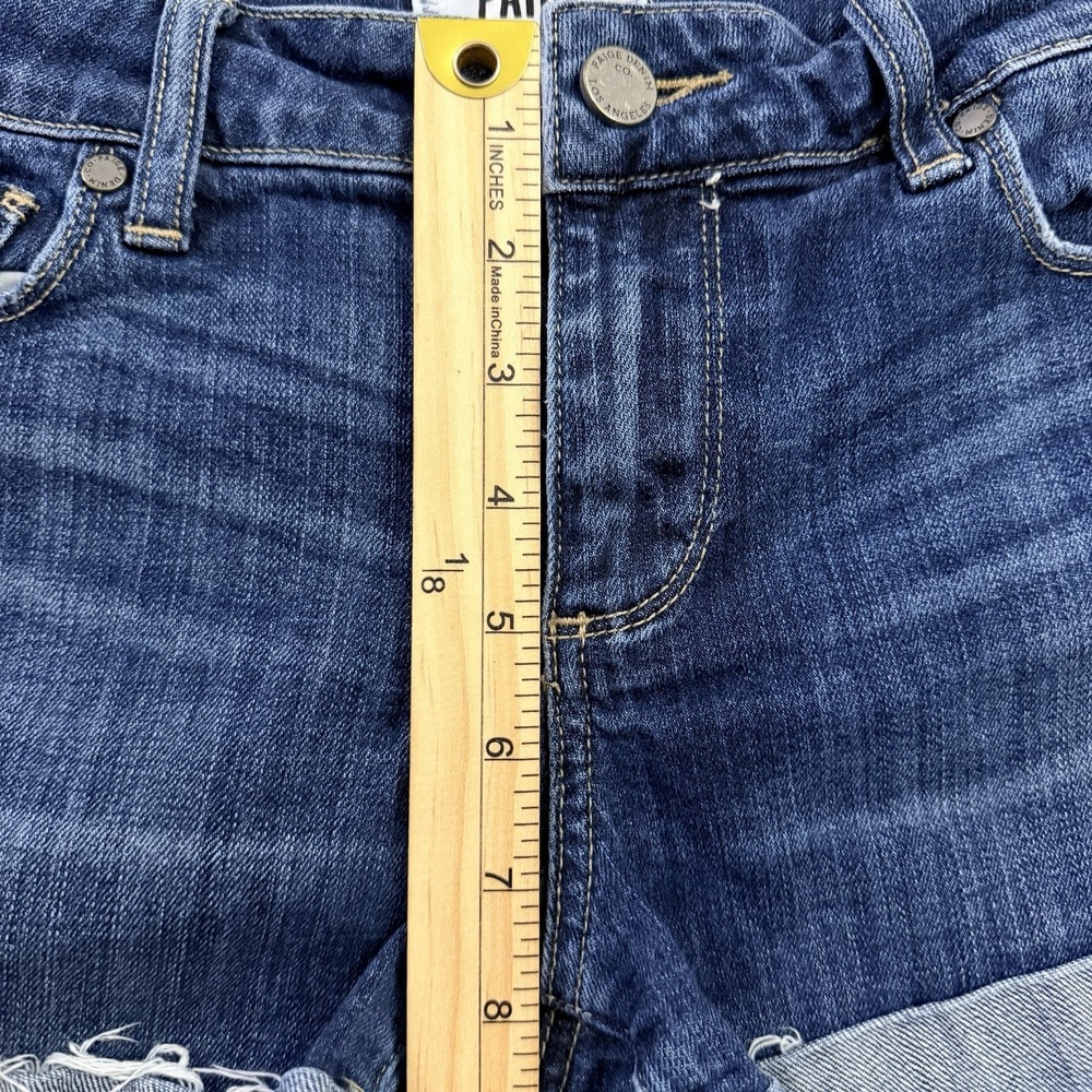 Paige Jimmy Jimmy Cuffed Denim Shorts Dark Wash Cuffed Distressed Size 27 - Picture 7 of 7